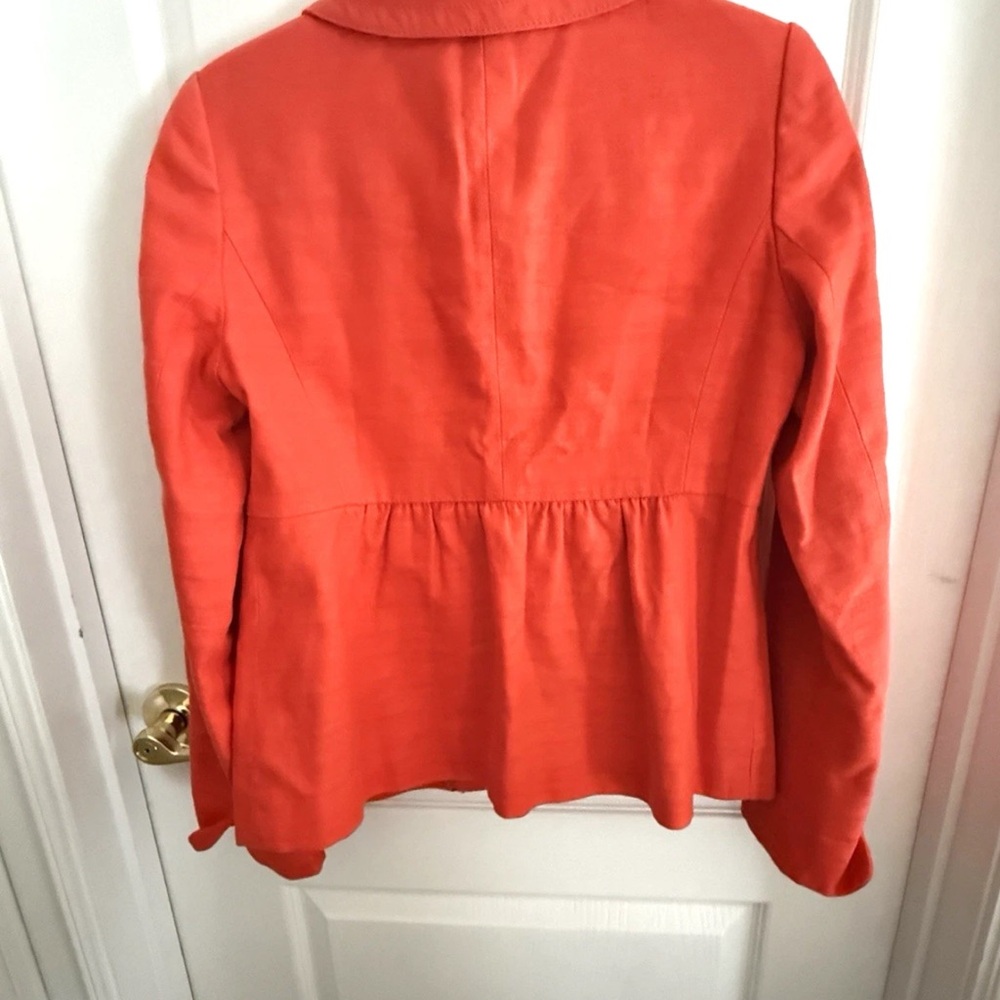 J CREW Womens Orange Linen Blend Blazer Jacket Size 4 Vintage - Y2K - Fall - Picture 4 of 5